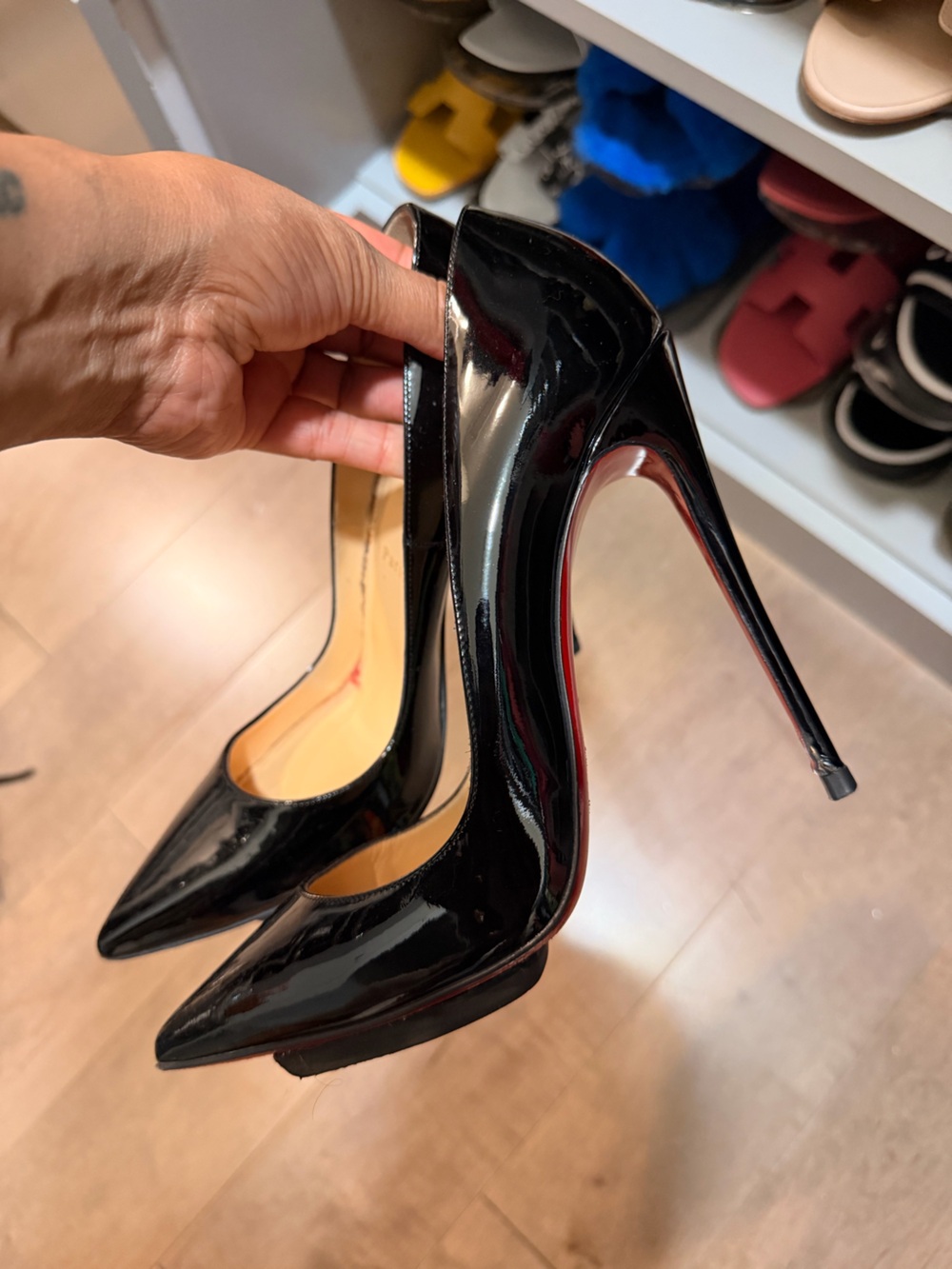 Christian Louboutin Black Patent Pointed Toe Stilettos